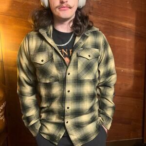 DIXXON The Platoon Flannel Pearl Snap Size S Outdoor Green Shadow Plaid